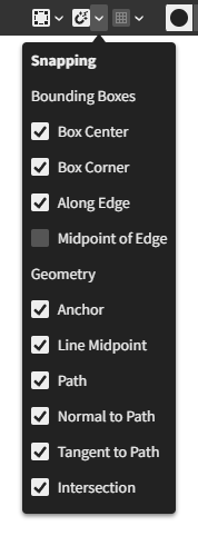 Snapping choices popover menu