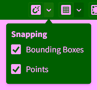 Snapping options popover menu