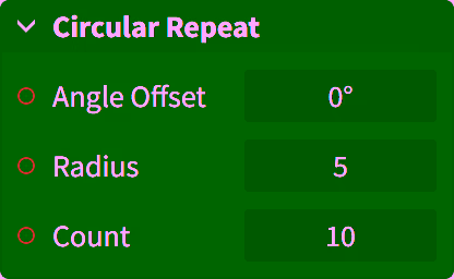 Circular Repeat node parameters